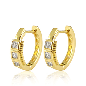 Brass TQ Metall Ohrringe Creolen Zirkonia Gold