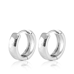 Brass TQ Metall Ohrringe Creolen Silver