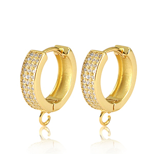 Brass TQ Metall Ohrringe Creolen mit &Ouml;se Zirkonia Gold