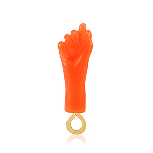 Resin Anh&auml;nger "Mano Fico"  Neon orange-gold