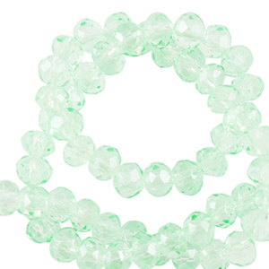 Top Glas Facett Perlen 6x4mm rondellen Soft mint green