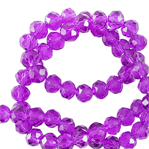 Top Glas Facett Perlen 4x3mm rondellen Tillandsia purple
