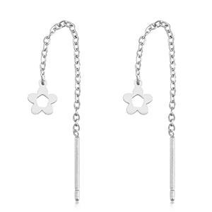 Ohrringe aus Stainless Steel - Rostfreiem Stahl Blume Silver