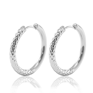 Ohrringe aus Stainless Steel - Rostfreiem Stahl Creolen reversible 23mm Silver