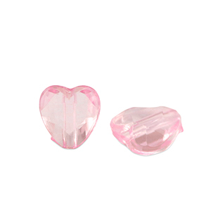 Acryl Perlen Herz Pink transparent