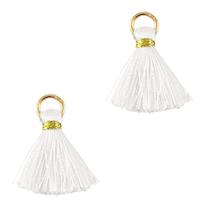 Perlen Quaste 2cm Gold-white