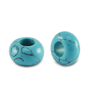 Natursteinperlen Rondell 14mm Turquoise blue