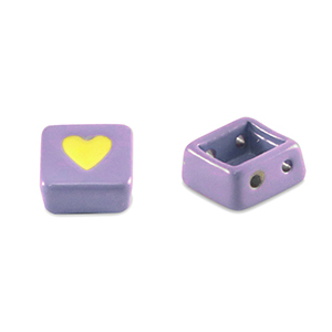 Tile beads Viereck Paisley purple-yellow
