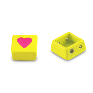 Tile beads Viereck Yellow-magenta pink