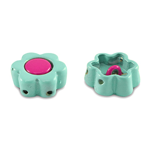 Tile beads Blume Ocean blue-magenta pink