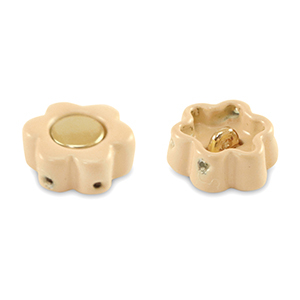 Tile beads Blume Apricot beige-gold