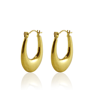Ohrringe aus Stainless Steel - Rostfreiem Stahl Creolen Oval Gold