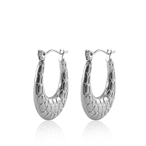 Ohrringe aus Stainless Steel - Rostfreiem Stahl Creolen Oval Silver