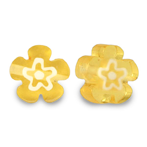 Millefiori-Perlen Blume Ochre yellow