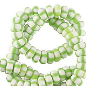 Polymer Perlen Rondell 7mm White-spring green
