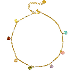 Fusskettchen aus Stainless Steel - Rostfreiem Stahl Stone Gold-multicolour