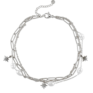 Fusskettchen aus Stainless Steel - Rostfreiem Stahl Pearl Silver-white