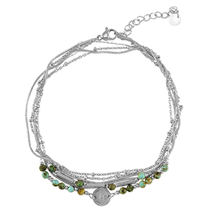 Fusskettchen aus Stainless Steel - Rostfreiem Stahl Stone Silver-green