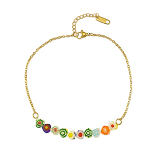 Armb&auml;nder aus Stainless Steel - Rostfreiem Stahl Millefiori Gold-multicolour