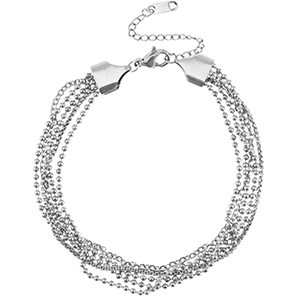 Fusskettchen aus Stainless Steel - Rostfreiem Stahl multiple Layer Silver