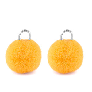 Pompom Anh&auml;nger mit &Ouml;se 10mm Silver-spectra yellow