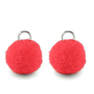 Pompom Anh&auml;nger mit &Ouml;se 10mm Silver-neon pink
