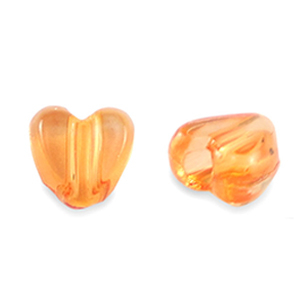 Acryl Perlen Herz Transparent orange