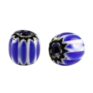 Millefiori-Perlen Tube Blue