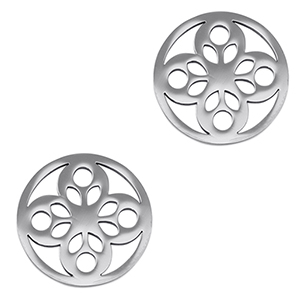Stainless Steel - Rostfrei Stahl Anh&auml;nger Zwischenst&uuml;ck Blume Silver