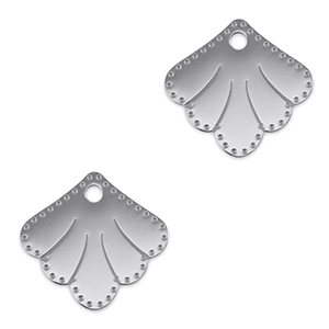 Stainless Steel - Rostfrei Stahl Anh&auml;nger Zwischenst&uuml;ck Muschel Silver