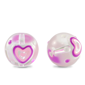 Handbemalt Glasperlen Herz Transparent-purple white