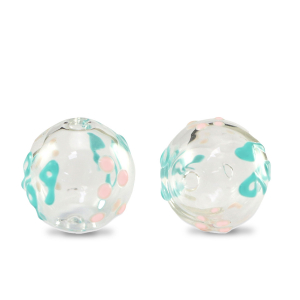 Handbemalt Glasperlen 14mm Transparent-turquoise soft pink