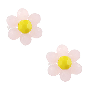 Top Facett Perlen Anh&auml;nger Blume Pink-yellow