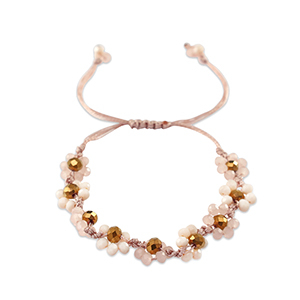 Facett Glas Armb&auml;nd Blume Multicolour pink-topaz brown