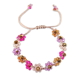 Facett Glas Fusskettchen  Blume Multicolour-topaz brown