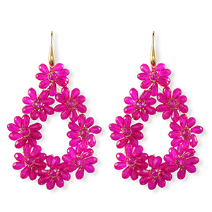 Top Facett Perlen Ohrringe Tropfen Gold-neon pink