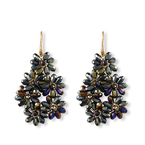 Top Facett Perlen Ohrringe Tropfen Gold-midnight blue