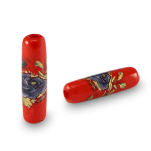 Glasperlen Tube Blume Red-blue
