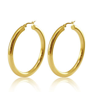 Ohrringe aus Stainless Steel - Rostfreiem Stahl Creolen 50mm Gold
