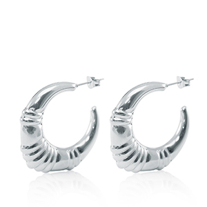 Ohrringe / Ohrstecker aus Stainless Steel - Rostfreiem Stahl Creolen Oval Silber