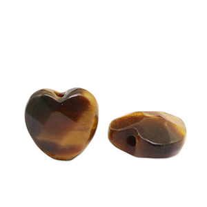 Naturstein Perlen Tigerauge Herz Golden brown