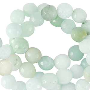 Naturstein Perlen Chalcedon (Quarz) 4mm Facett geschliffen Turquoise blue