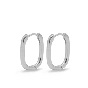 Metall Zubeh&ouml;r DQ Ohrringe Creolen Oval Silber (Nickelfrei)