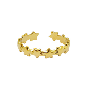 Ringe aus Stainless Steel - Rostfreiem Stahl Stern Gold