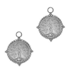 Stainless Steel - Rostfrei Stahl Anh&auml;nger Tree of Life Antik silber