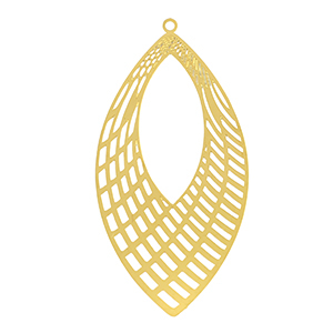 Stainless Steel - Rostfrei Stahl Anh&auml;nger Bohemian Blatt Gold