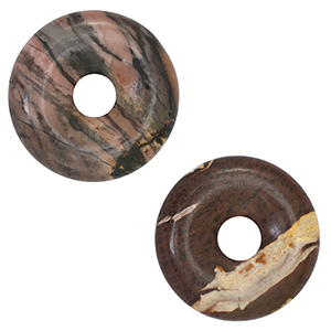 Naturstein Anh&auml;nger Jaspis Donut 20mm Mauve-black