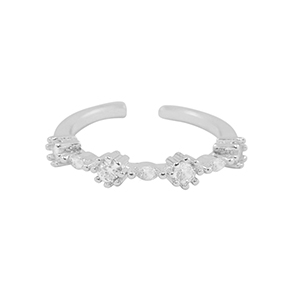 Brass TQ Metall Ring Zirkonia Silver-crystal