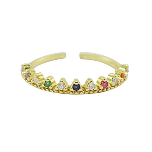 Brass TQ Metall Ring Zirkonia Gold-multicolour