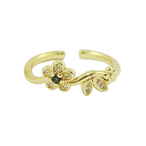 Brass TQ Metall Ring Zirkonia Gold-crystal black